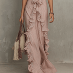 Quiet Romance Ruffle Bare Rose Halter Flow Maxi Dress