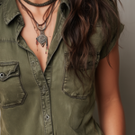 Vintage Washed Short Sleeve Denim Blouse