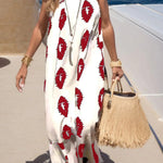 Sloping shoulder tie dress halter neck holiday loose beach dress
