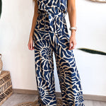 Summer Suit Swirl Print Sleeveless Jumpsuit