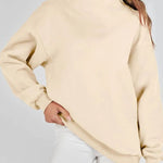 Women's Slit Mock Neck Oversized Sweatshirt