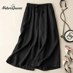 Dropping cotton and linen cropped wide-leg pants