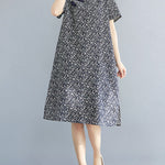 Artistic Retro Floral Printed Stand Collar Short Sleeves Cheongsam Midi Dress