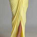 Women's Bright Yellow Drape Comfortable Blended Maxi Dress