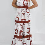 Elegant Ruffled With Floral Print Maxi Dress