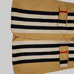 Long Sleeves Loose Buttoned Split-Joint Striped Stand Collar Woolen Coat