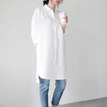 Urban Loose Solid Color Striped Lapel Blouse Top