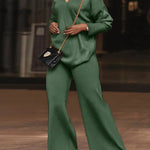 Wide Leg Solid Color Casual Pants Bottoms Trousers