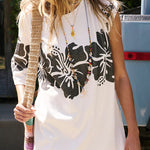 Floral Print Loose Round Neck Short Sleeve T-shirt