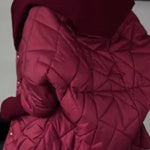 Women Hooded Patchwork Knitted Sleeves Casual Cotton Jacket