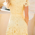 Special Occasion Cutout Floral Lace High Neck Short Cape Sleeve Mini Dress