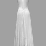 A-Line Loose Pleated Solid Color V-Neck Maxi Dresses
