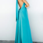 A-Line Loose Backless Solid Color Tied Halter-Neck Maxi Dresses