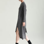 Casual Long Sleeves Loose Solid Color High-Neck Shawl&Sweater Dresses Two Pieces Set
