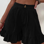Women Summer Cotton Casual Plain Natural Ruffled Shorts