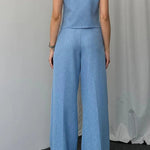 Solid Color Casual Vest Two-piece Set