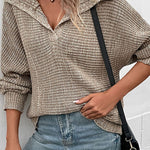 Solid Color Casual Long Sleeve Lapel Sweater
