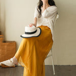 Casual Solid Color Chiffon Column Wide Leg Pants&Skirt