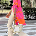 Striped Long Sleeve Ribbed Trim Button Cardigan