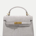 Suede metal clasp handbag Kelly bag