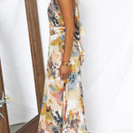 Printed Adjustable Tie Backless Maxi Dress