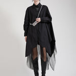 Urban Loose Split-Joint Lapel Long Sleeves Midi Dress