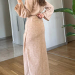 Casual Lapel Shirt & Lace-Up Two-Piece Overskirt Set