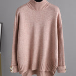 Urban Long Sleeves Solid Color Half Turtleneck Sweater Tops & Wide Leg Pants Two Pieces Set