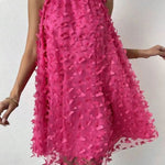 Loose Sleeveless Jacquard Pleated Solid Color Split-Joint Stand Collar Mini Dresses