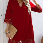 A-Line Loose Hollow Solid Color V-Neck Mini Dresses