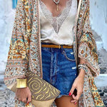 College Print Patchwork Cardigan Collar Outerwear