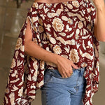Lisette Unique Print Batwing Sleeve Loose Blouse ( Includes Tube Top）