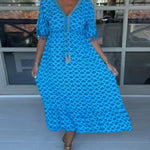Aisha™ | Comfortable Loose Fit V-Neck Midi Dress
