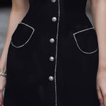 Vintage-Inspired Mini Dress With Silver Button Details