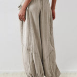 Women's Casual Fashion Solid Color Strap Pocket Wide Leg Pants