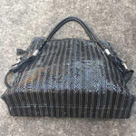Split-joint Striped Shoulder Sling Leather Bag