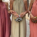 Halter Neck Pleated Loose-fitting Vacation Maxi Dress