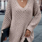 Solid Drop Shoulder Cotton Oversized Sweater