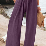 Cotton linen wide-leg drawstring beach pants casual pants
