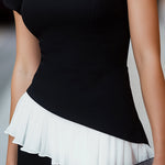 Asymmetric Peplum Hem Short Sleeve Sculpted Top