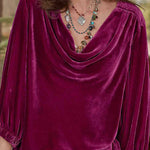 Solid Color Gold Velvet Long Sleeve Elastic Cuff Top