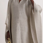 Batwing Sleeves Loose Solid Color Stand Collar Maxi Dresses