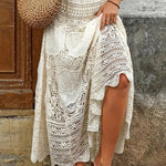 Fashion Hollow Elastic Waist Knitted Beach Maxi Skirt