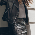 The Perfect Match Glitter Fabric Ruched Elastic Waist Mini Skirt