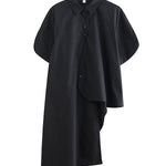 Irregular Clipping Solid Color Lapel Shirts Tops