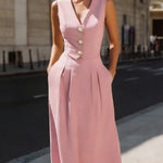 Elegant Tailored Sleeveless Midi Dress