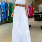 Midnight Gala Halter Neck Pleated Wide Leg Jumpsuit