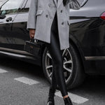 Fashion Stripe Print Lapel Pocket Coat