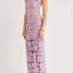 Feel Luxurious and Beautiful Crochet Flower Lace Maxi Dress