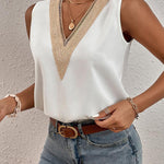 Loose Sleeveless Split-Joint V-Neck Blouses Vest Top